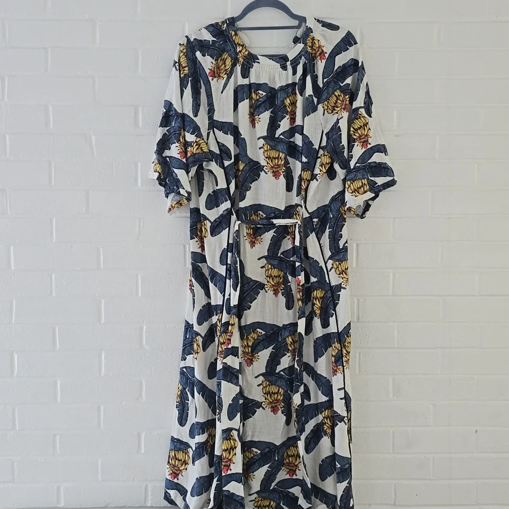 Desmond & Dempsey X H&M Banana Leaves Tropical Maxi Dress Size L - Picture 11 of 12